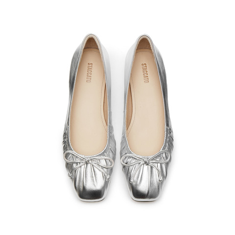 思加图2025春季新款芭蕾舞鞋平底鞋一脚蹬浅口鞋单鞋女皮鞋EUE25AQ5