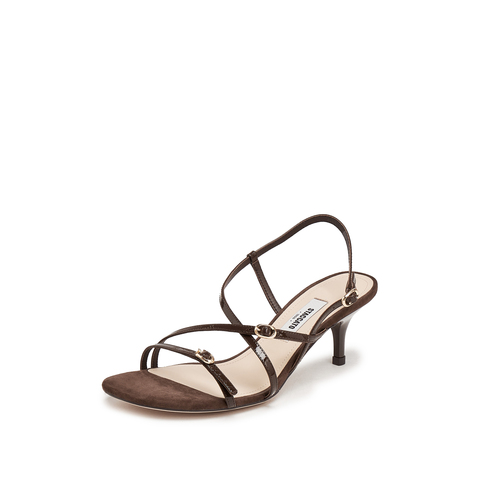 思加图2025夏季新款朗姆酒罗马凉鞋细高跟鞋优雅女皮凉鞋EDN03BL5