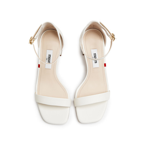 思加图2025夏季新款玛格丽特气质通勤一字带凉鞋粗跟方头女皮凉鞋EBI02BY5