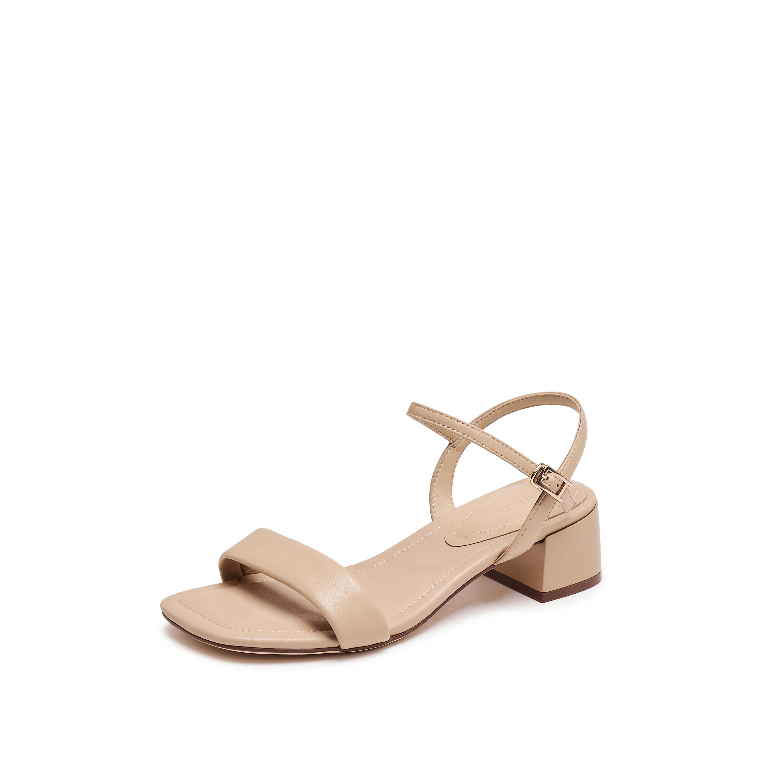 思加图2025夏季新款通勤一字带凉鞋奶油鞋粗跟鞋女凉鞋H8837BL5