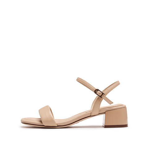 思加图2025夏季新款通勤一字带凉鞋奶油鞋粗跟鞋女凉鞋H8837BL5