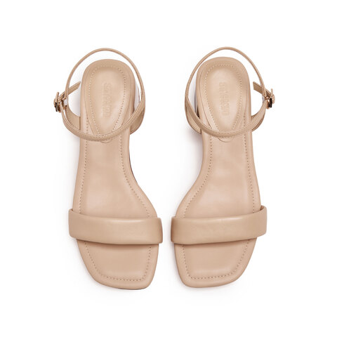 思加图2025夏季新款通勤一字带凉鞋奶油鞋粗跟鞋女凉鞋H8837BL5