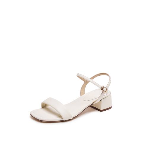 思加图2025夏季新款通勤一字带凉鞋奶油鞋粗跟鞋女凉鞋H8837BL5