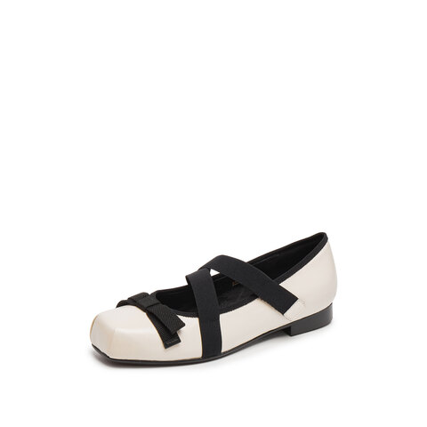 思加图2025秋季新款复古芭蕾舞鞋浅口鞋平底单鞋小皮鞋女鞋R2516CQ5