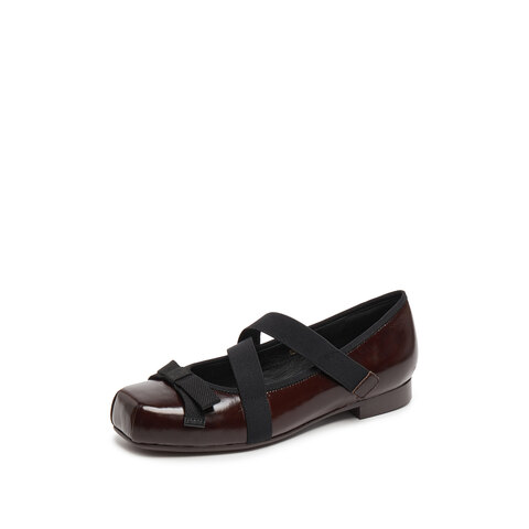 思加图2025秋季新款复古芭蕾舞鞋浅口鞋平底单鞋小皮鞋女鞋R2516CQ5