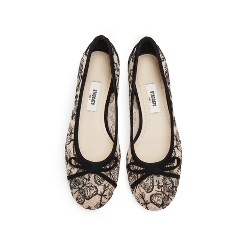 思加图2025秋季新款优雅蕾丝鞋平底鞋浅口鞋一脚蹬单鞋女鞋EGV03CQ5