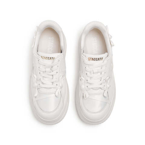 思加图2025秋季新款捕梦蝴蝶小白鞋板鞋厚底增高休闲鞋女EUW27CM5