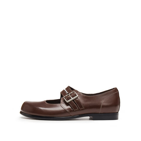 思加图2025秋季新款复古玛丽珍鞋平底鞋浅口单鞋小皮鞋女J1578CQ5