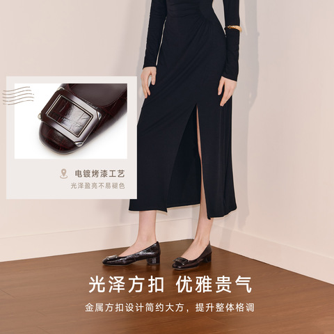 思加图2025秋季新款中环街法式优雅通勤平底鞋单鞋浅口女EGS01CQ5