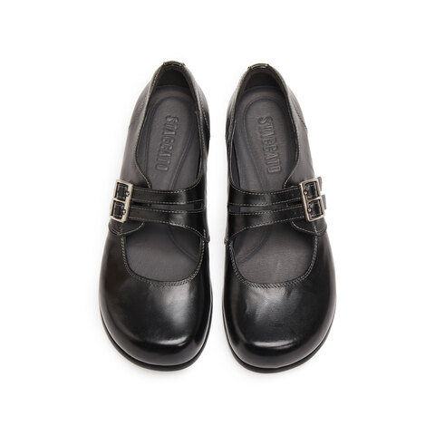 思加图2025秋季新款复古玛丽珍鞋平底鞋浅口单鞋小皮鞋女J1578CQ5