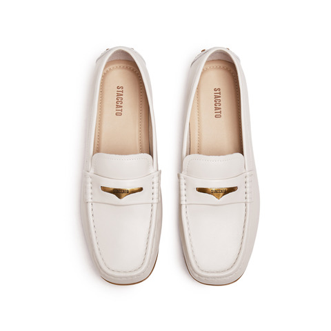 思加图2025秋季新款英伦风乐福鞋奶油鞋一脚蹬平底女单鞋S9591CA5