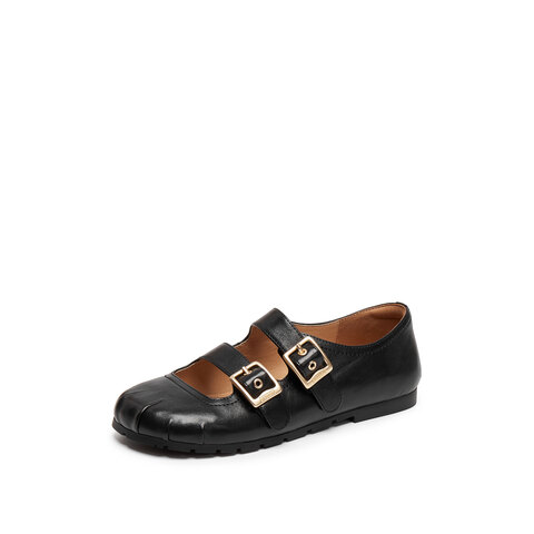 思加图2025秋季新款复古玛丽珍鞋平底鞋浅口单鞋小皮鞋女Y2606CQ5