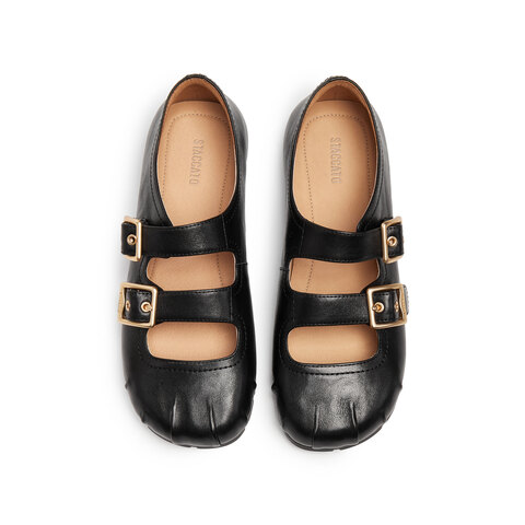 思加图2025秋季新款复古玛丽珍鞋平底鞋浅口单鞋小皮鞋女Y2606CQ5