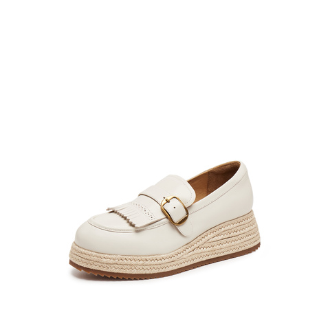 思加图2025秋季新款复古渔夫鞋一脚蹬厚底草编鞋单鞋女鞋H2267CA5