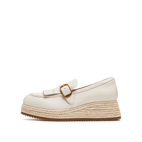 思加图2025秋季新款复古渔夫鞋一脚蹬厚底草编鞋单鞋女鞋H2267CA5