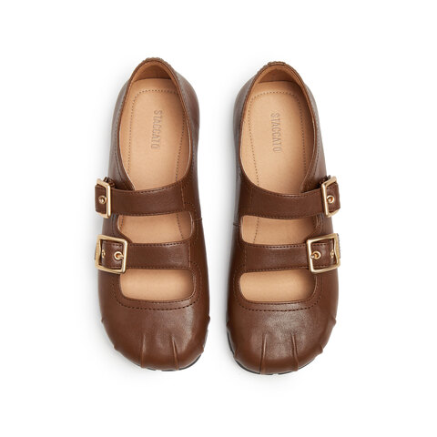 思加图2025秋季新款复古玛丽珍鞋平底鞋浅口单鞋小皮鞋女Y2606CQ5