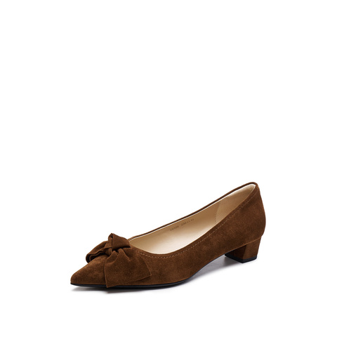 思加图2025秋季新款通勤粗跟单鞋浅口鞋气质尖头女鞋子Y0105CQ5