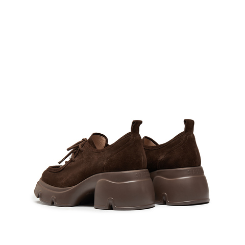 思加图2025秋季新款熔岩黑巧袋鼠鞋厚底增高小皮鞋女单鞋Y6361CM5