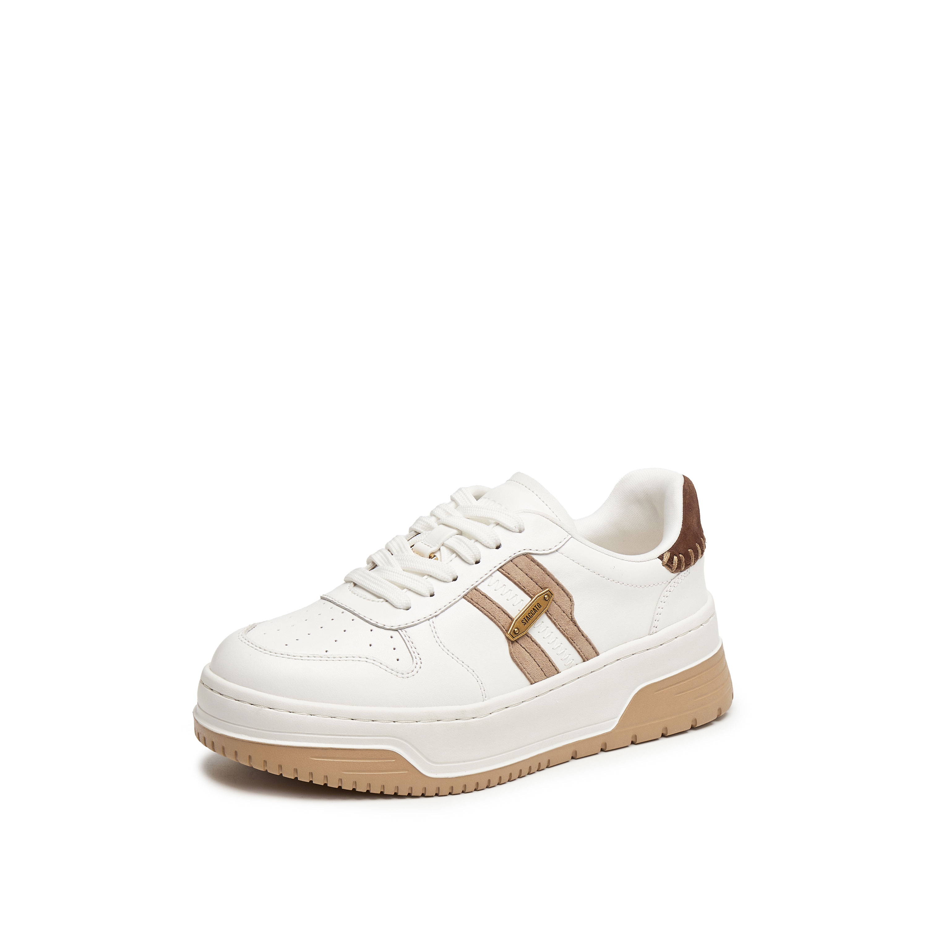 思加图2025秋季新款补丁鞋板鞋厚底增高小白鞋休闲鞋女鞋EUW01CM5