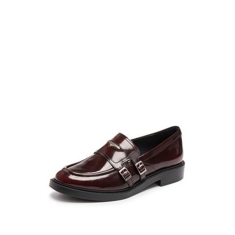 思加图2025秋季新款圆舞海鸥英伦风乐福鞋小皮鞋粗跟女鞋EFI03CA5