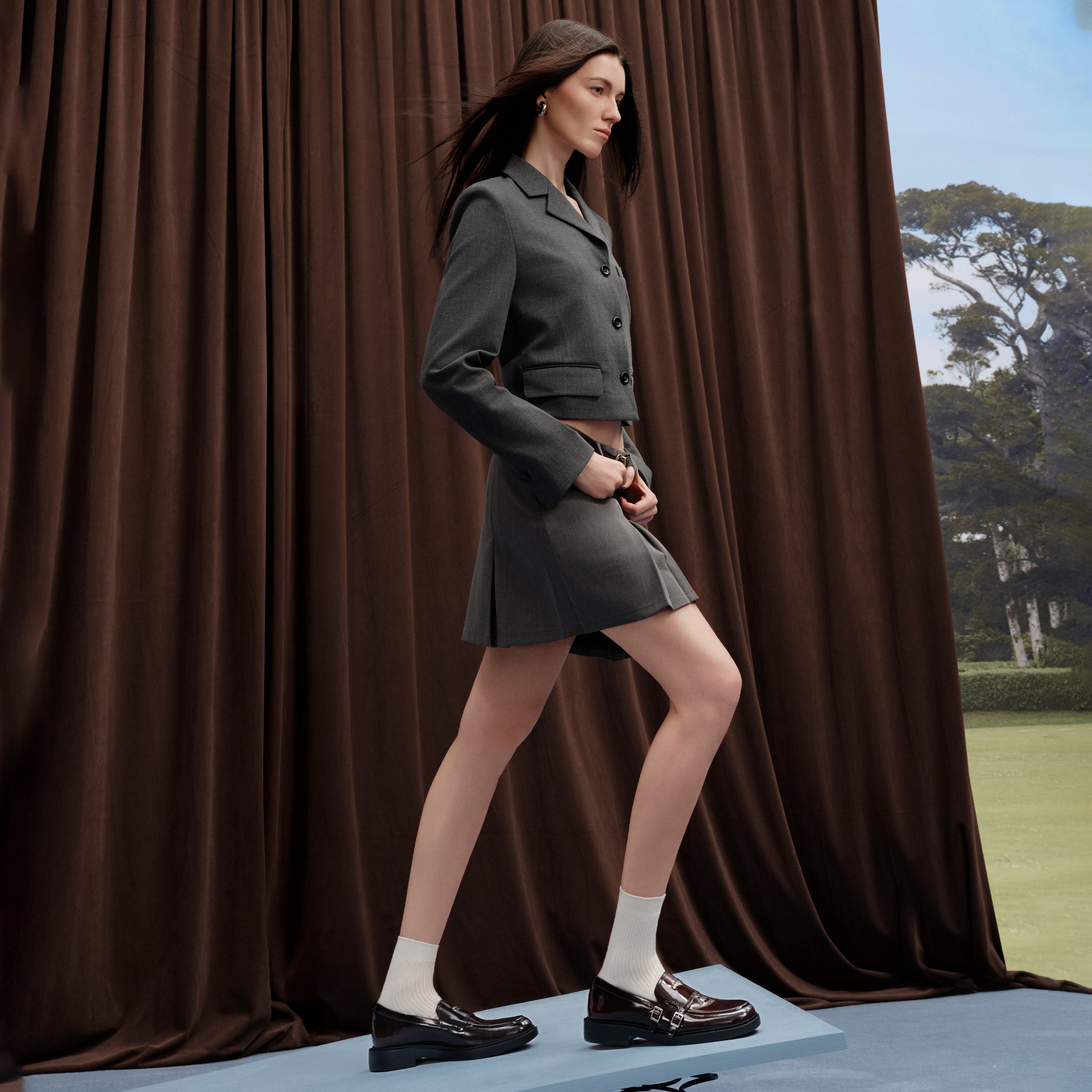 思加图2025秋季新款圆舞海鸥英伦风乐福鞋小皮鞋粗跟女鞋EFI03CA5