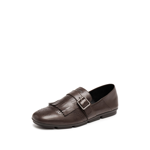 思加图2025秋季新款小刘海英伦风乐福鞋平底鞋一脚蹬女鞋EGZ04CA5