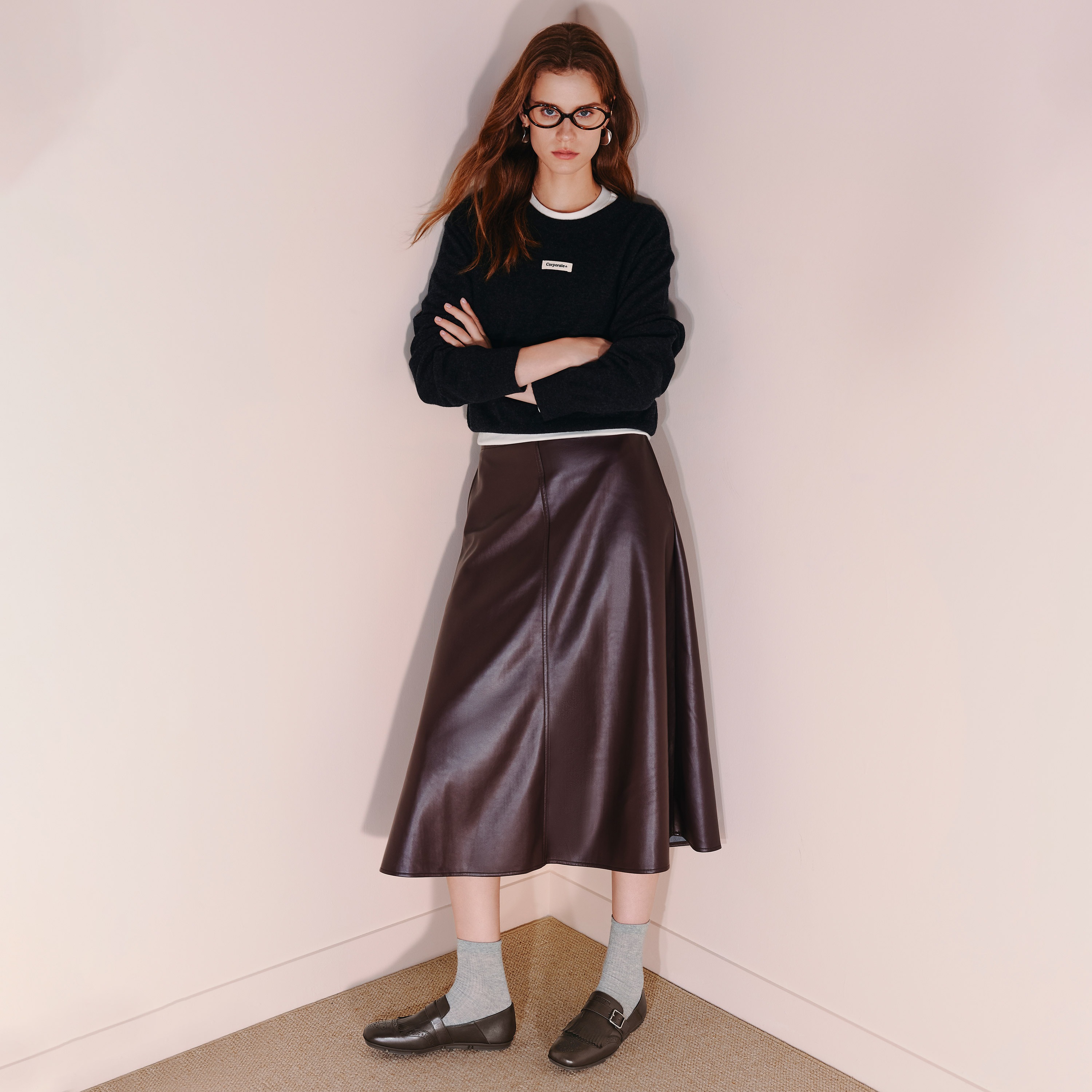 思加图2025秋季新款小刘海英伦风乐福鞋平底鞋一脚蹬女鞋EGZ04CA5