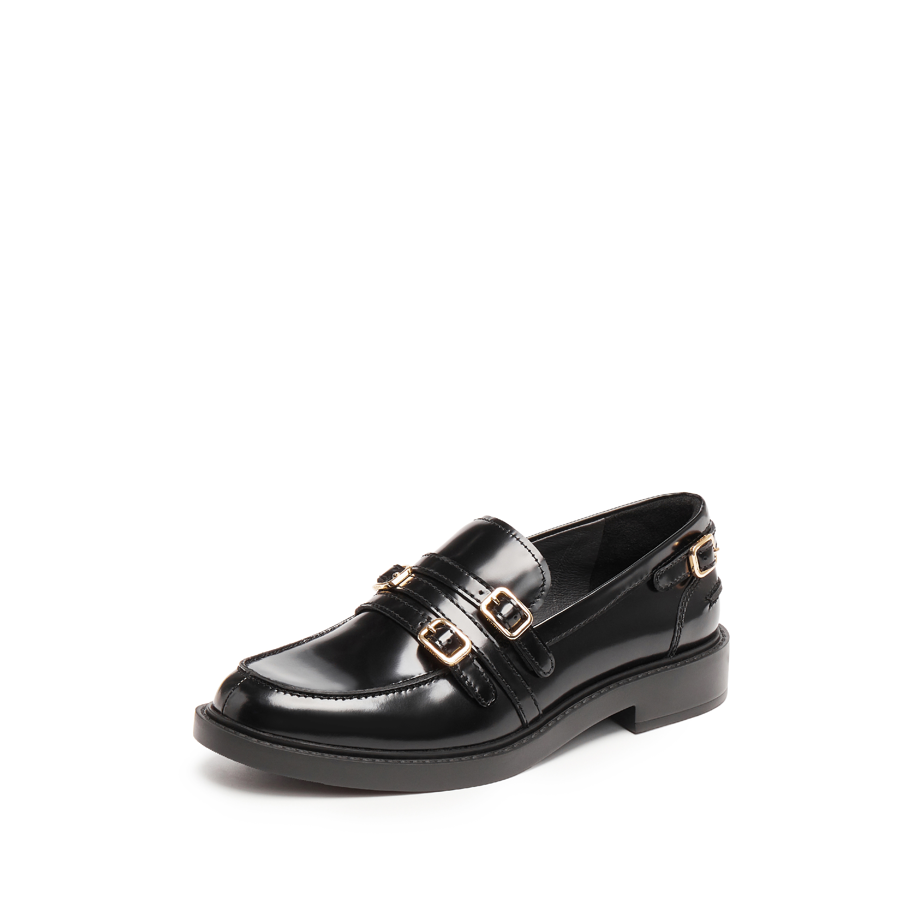 思加图2025秋季新款黑胶夜曲英伦风乐福鞋一脚蹬皮鞋女鞋EFI07CA5