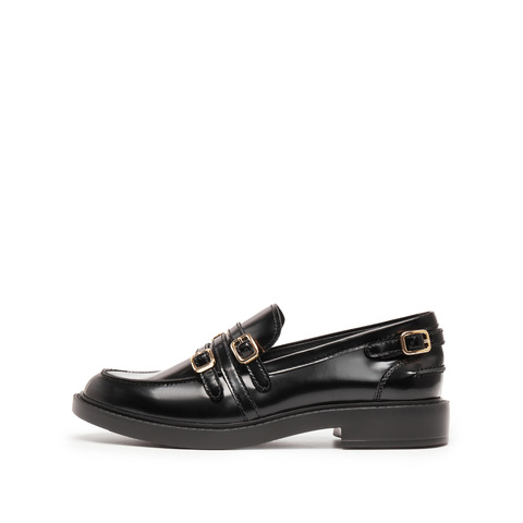 思加图2025秋季新款黑胶夜曲英伦风乐福鞋一脚蹬皮鞋女鞋EFI07CA5