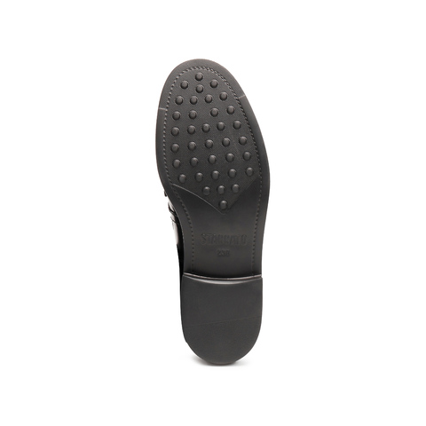 思加图2025秋季新款黑胶夜曲英伦风乐福鞋一脚蹬皮鞋女鞋EFI07CA5