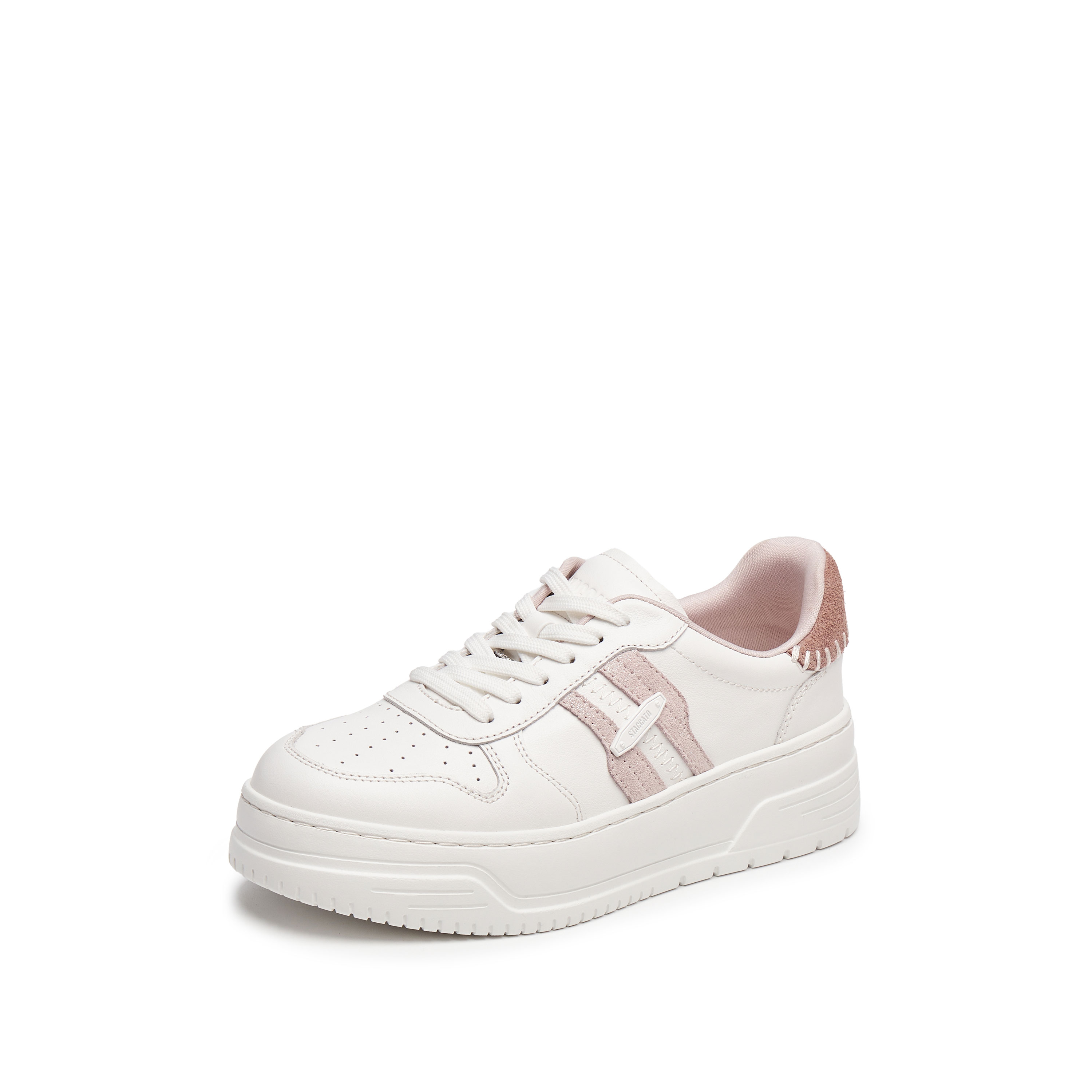 思加图2025秋季新款补丁鞋板鞋厚底增高小白鞋休闲鞋女鞋EUW01CM5