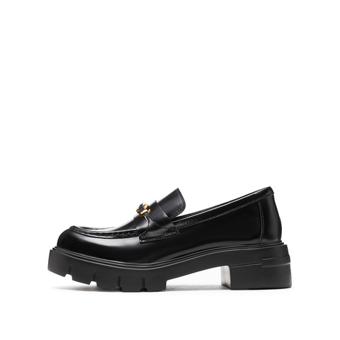 思加图2025秋季新款复古曜金爵士乐福鞋一脚蹬厚底小皮鞋女鞋EGB28CA5