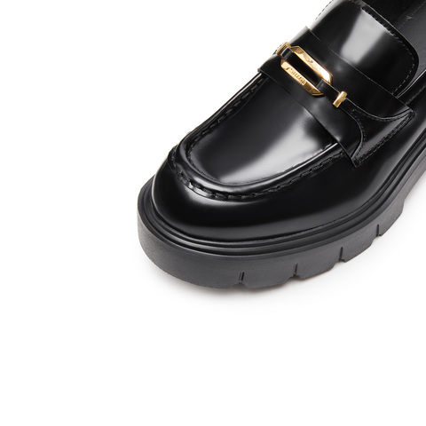 思加图2025秋季新款复古曜金爵士乐福鞋一脚蹬厚底小皮鞋女鞋EGB28CA5