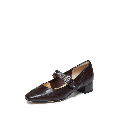 思加图2025秋季新款法式玛丽珍鞋奶油鞋浅口单鞋粗跟女鞋J7160CQ5