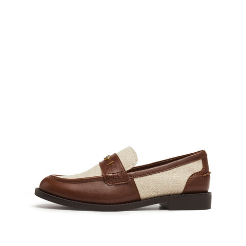 思加图2025秋季新款红茶伯爵英伦风乐福鞋一脚蹬皮鞋女鞋EHH05CA5