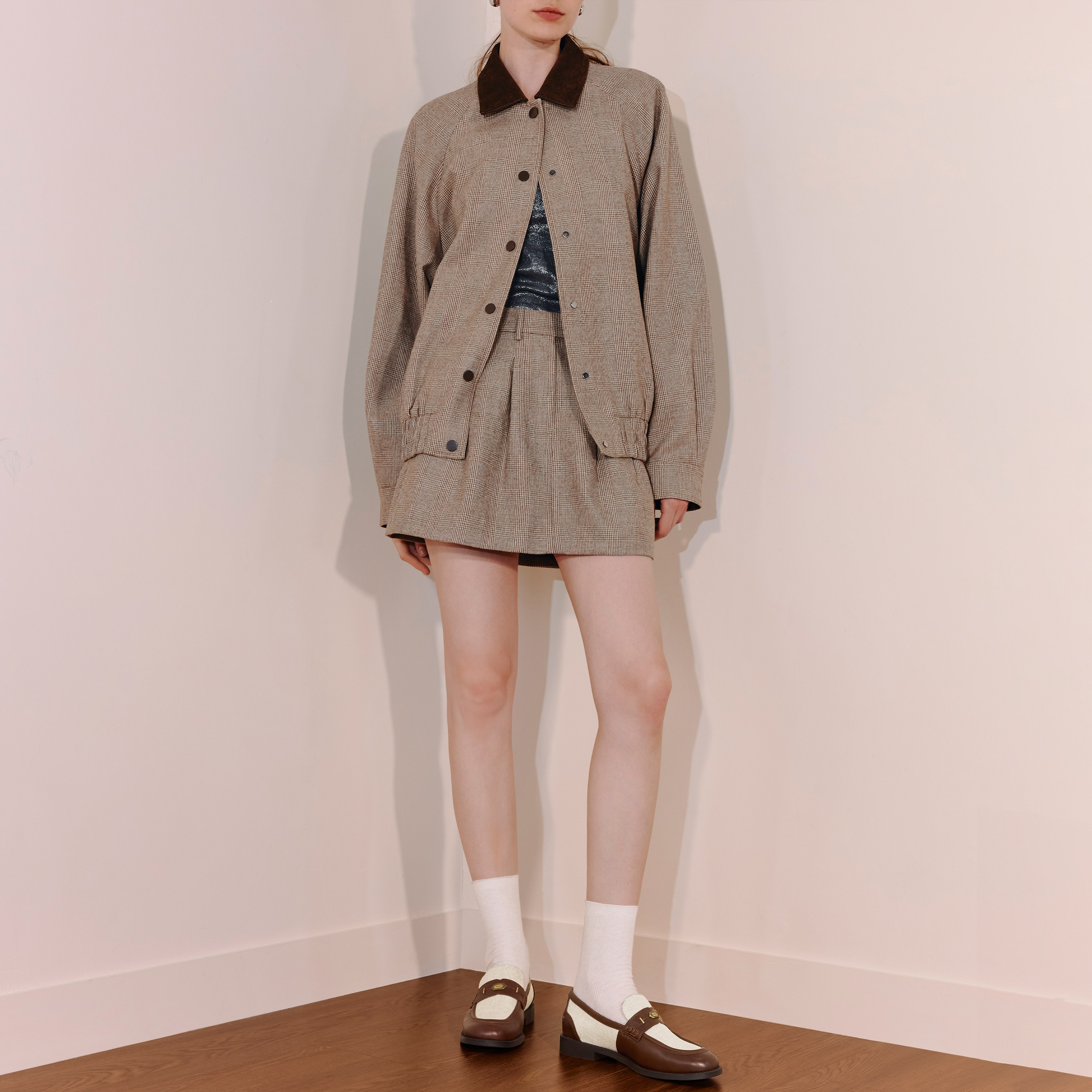 思加图2025秋季新款红茶伯爵英伦风乐福鞋一脚蹬皮鞋女鞋EHH05CA5