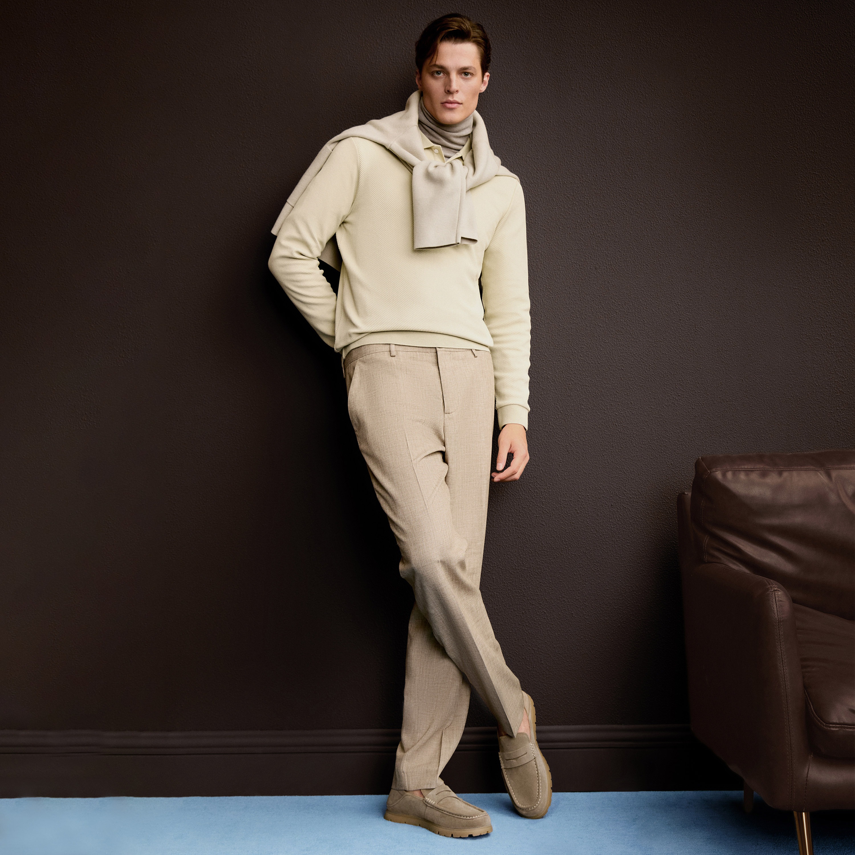 思加图2025秋季新款复古休闲皮鞋乐福鞋一脚蹬平底鞋男鞋H2886CA5