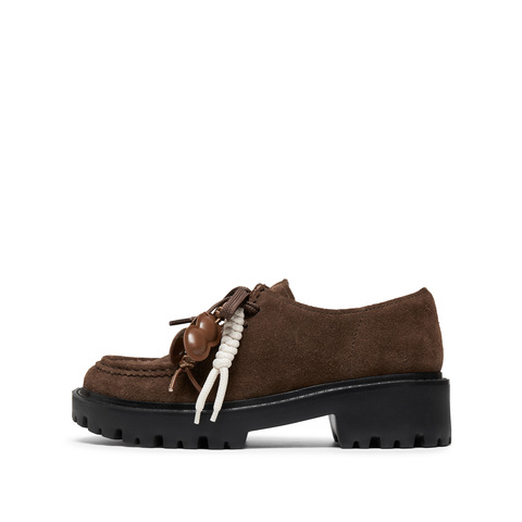 思加图2025秋季新款小丑鞋复古袋鼠鞋休闲鞋粗跟单鞋女鞋EHI10CM5