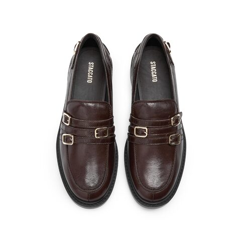 思加图2025秋季新款黑胶夜曲英伦风乐福鞋一脚蹬皮鞋女鞋EFI07CA5