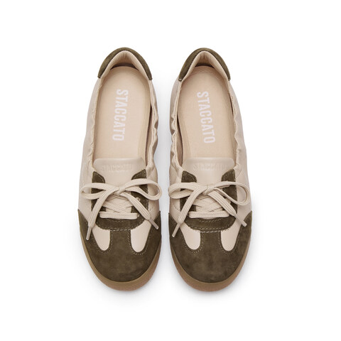 思加图2025秋季新款奶油卷德训鞋休闲运动鞋小白鞋女单鞋EPN14CA5