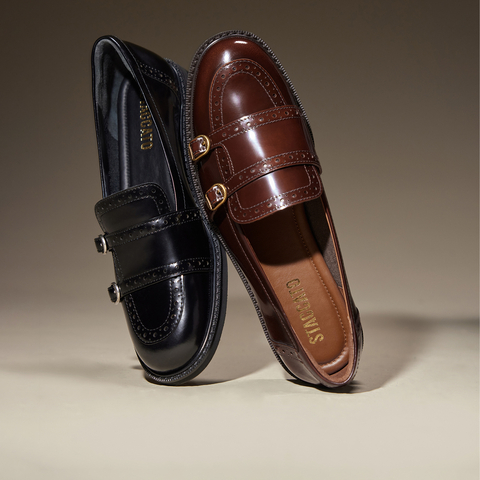 思加图2025秋季新款圆舞甜心英伦风乐福鞋一脚蹬小皮鞋黑色女单鞋EYN02CA5