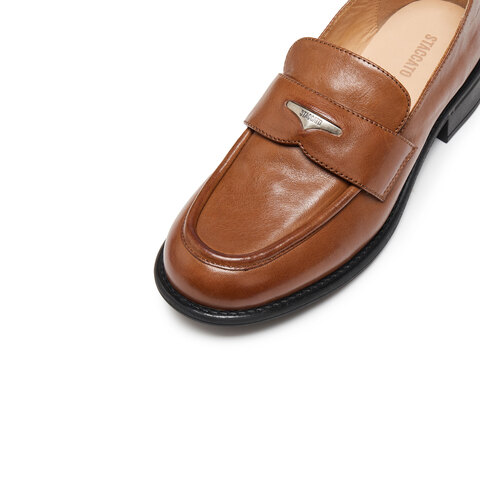 思加图2025秋季新款英伦风乐福鞋一脚蹬小皮鞋单鞋女鞋子J5877CA5