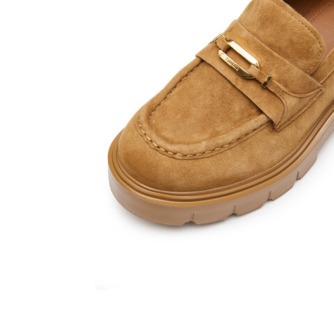 思加图2025秋季新款复古曜金爵士乐福鞋一脚蹬厚底小皮鞋女鞋EGB28CA5