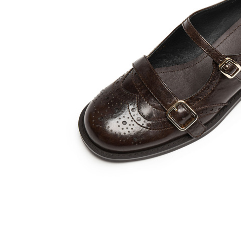 思加图2025秋季新款爵士玛丽小皮鞋低跟平底鞋单鞋女鞋EHH02CA5