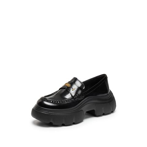 思加图2025秋季新款秋叶伯爵乐福鞋厚底一脚蹬皮鞋女单鞋ESF23CA5