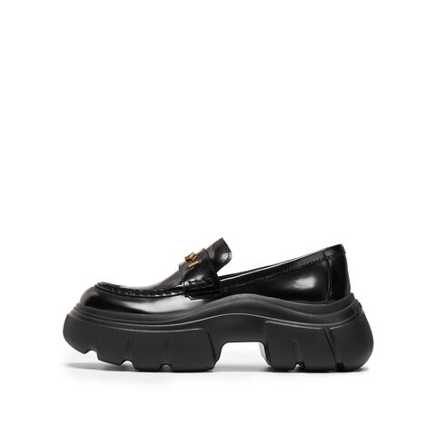 思加图2025秋季新款秋叶伯爵乐福鞋厚底一脚蹬皮鞋女单鞋ESF23CA5