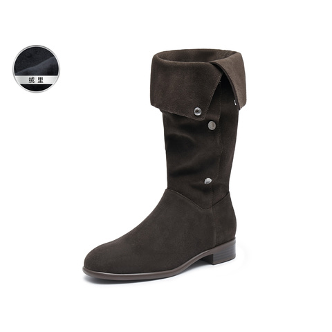 思加图2025冬季新款流浪牧歌西部牛仔靴长靴高靴女时装靴ESA04DS5