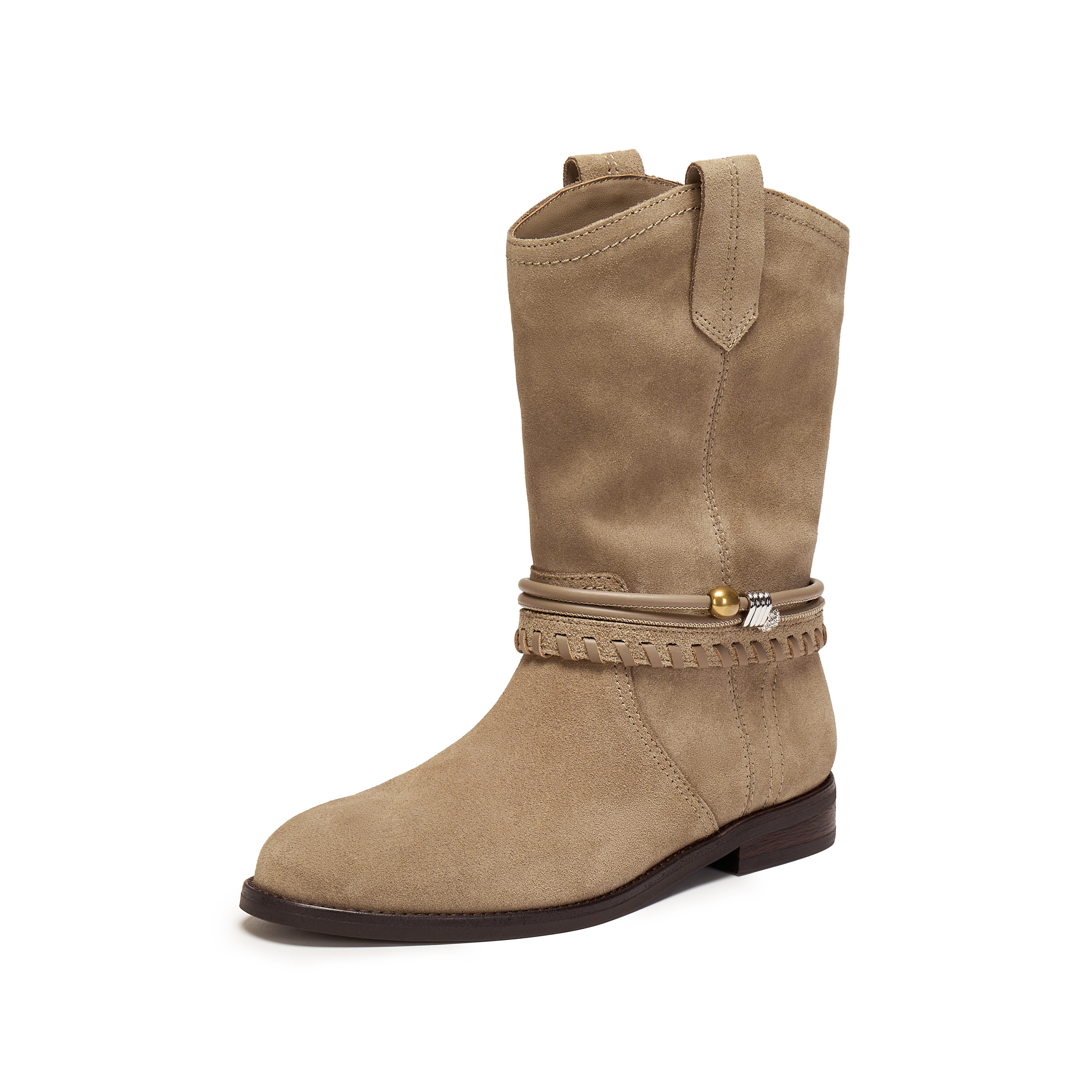 思加图2025冬季新款复古西部靴牛仔靴长筒靴高筒靴女靴子EIL04DS5