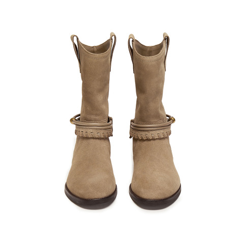 思加图2025冬季新款复古西部靴牛仔靴长筒靴高筒靴女靴子EIL04DS5