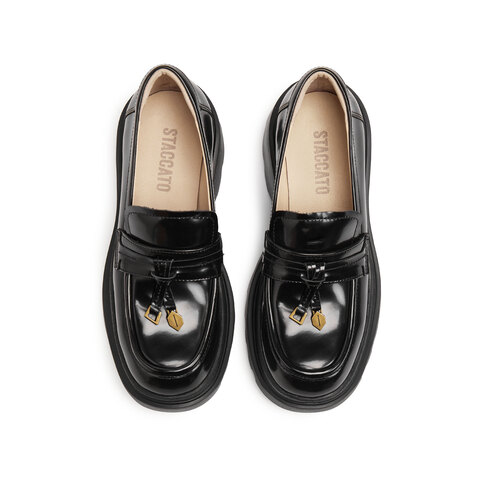 思加图2025秋季新款复古乐福鞋厚底增高一脚蹬单鞋女皮鞋H0423CA5